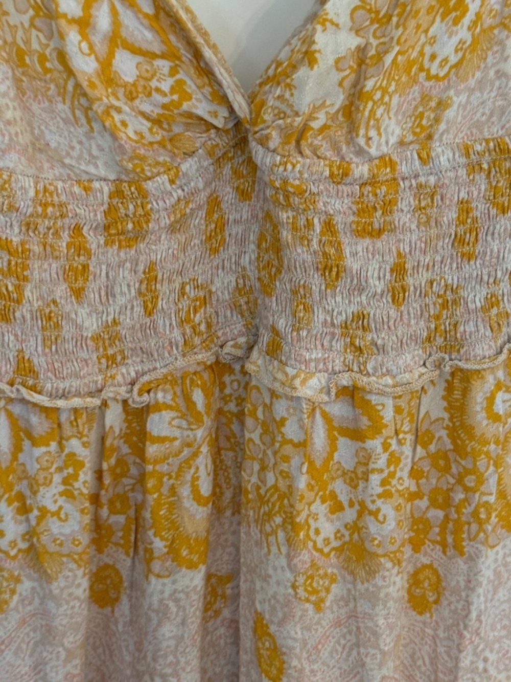 Free People Let's Smock About It Yellow Floral Maxi Dress Tiered 25293 - Picture 4 of 10